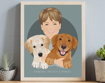 Personalized Dog Gift Multiple Dogs, Dog Passed Away Gift, Custom Pet Portrait From Photo, Custom Dog Portrait Gift, Framed Custom Dog Art