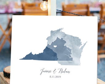 Personalized Wedding Guest Book: Dusty Blue Map Art Keepsake