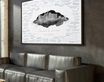 Columbus Wedding Guestbook - Custom Cityscape Signature Canvas
