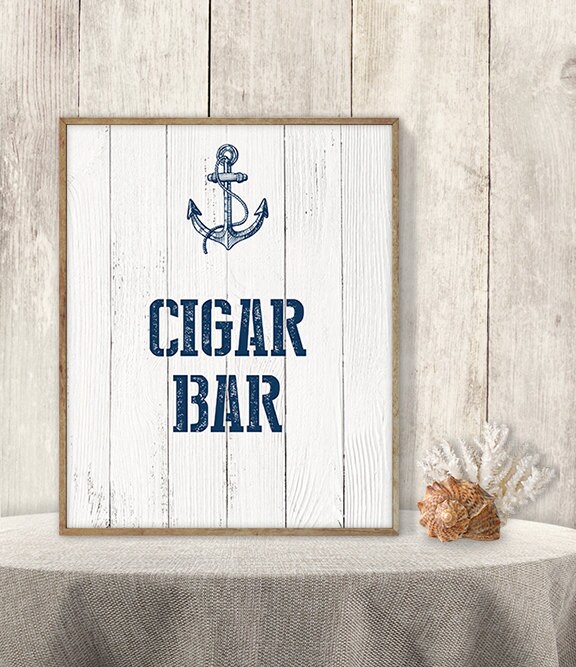Cigar Bar Sign Wedding Reception Sign Diy Nautical Sign Navy