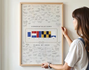 NAUTICAL FLAGS GUESTBOOK, Nautical Alphabet Graduation Guest Book, Nautical Graduation Sign, Graduation Gift for Son or Daughter {nfg}