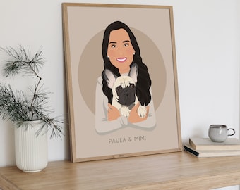 Custom Pet Portrait from Photo, Can be Personalized, Pet Drawing with French Bulldog, Unique Gift for Frenchie Mom, Hand Drawn Dog Portrait