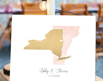 Custom Wedding Guest Book: Overlapping State Maps (Canvas or Print)