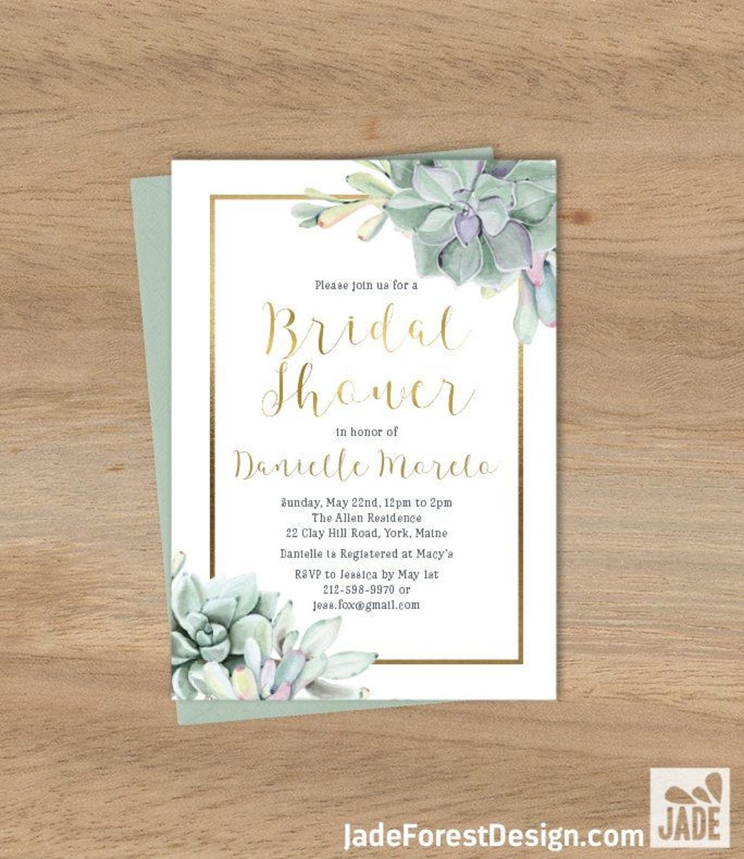 Invitación para despedida de soltera con suculentas Geometría