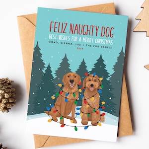 Tarjeta navideña divertida para perro, retrato de perro personalizado, tarjeta navideña para amantes de las mascotas, regalo de Navidad para mamá de perro, regalo para amantes del golden retriever, gato