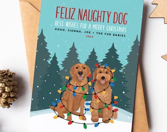 Dog Lover Christmas Card: Personalized Puppy Drawing (Photo to Cartoon)