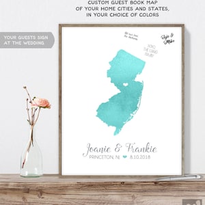 Custom Wedding Map Beach Wedding Guest Book Alternative Any State or Country Available Art Print or Canvas Florida Wedding Gift
