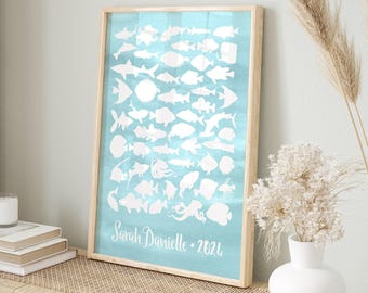 Baby Shower Guest Book: Sea Life Canvas - Custom Nursery Art