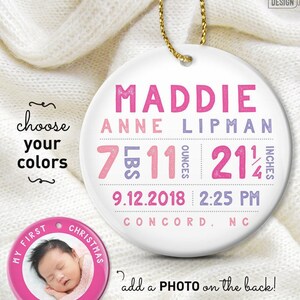 Personalized Baby Girl Ornament - Coral and Gold First Christmas image 7