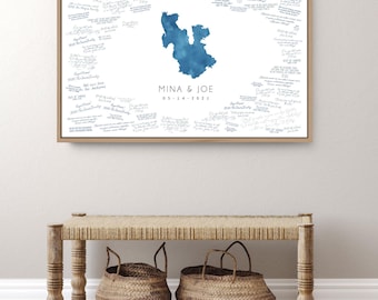 Wedding Guest Book: Unique Lake Map Design (Framed or Digital)