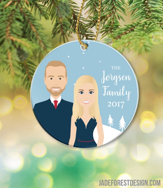 Holiday Ornament Portrait for newly married couples