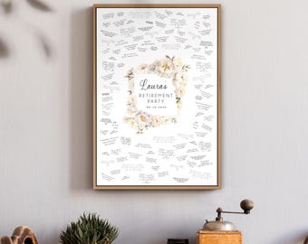 Retirement Guest Book Alt, White Peony Guest Book Canvas to Sign, Retirement Party Decor, Retirement Gift for Coworker, Retirement Gift Idea