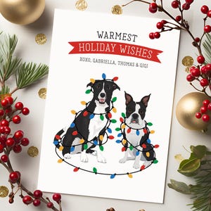 Tarjetas navideñas personalizadas para mascotas, tarjeta navideña para amantes de las mascotas, divertida tarjeta navideña para mascotas, ilustración personalizada de mascotas a partir de una foto, lindas tarjetas para perros, cachorros