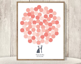 Wedding Guest Book Alternative Sign / Guest Sign In Poster / Pink and Coral Balloons, Newlywed Couple ▷Printable File {or} Printed & Shipped