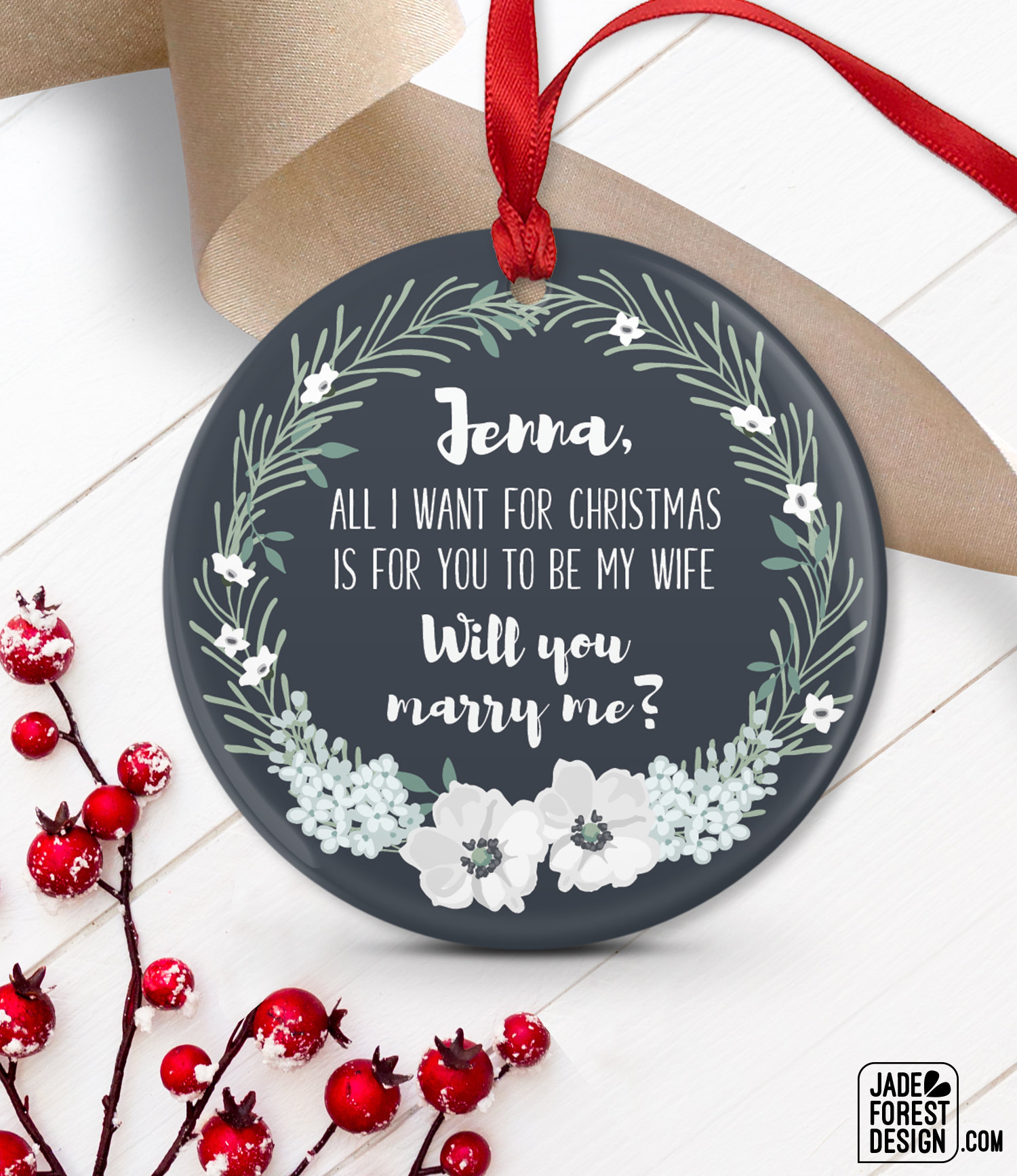 Marry Me Christmas Ornaments• engagement gift• proposal