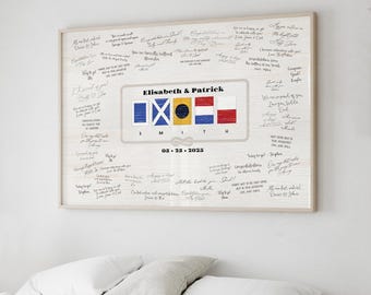 Nautical Flags GUEST BOOK Alternative, Large Horizontal Sign In Canvas, Coastal Wedding Theme, Sailing Decor, Boating Enthusiast Gift {nfg}