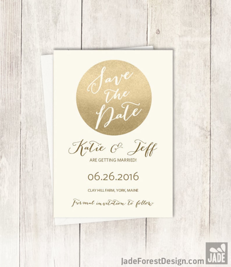 Gold Save The Date Metallic Gold and Cream Champagne Gold \u25b7 Printed Wedding Invitations {or} Printable