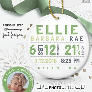Personalized Baby Girl Ornament - Coral and Gold First Christmas image 3