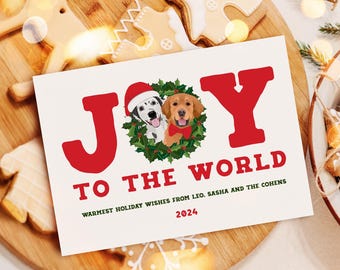 Funny Holiday Card, Custom Christmas, Xmas Card, Personalized Pet Portrait, Unique Holiday Greeting, Customizable Dog Illustration