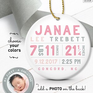Personalized Baby Girl Ornament - Coral and Gold First Christmas image 6
