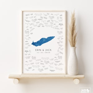wedding GUESTBOOK alternative • Lake Erie map guest book • deep blue watercolor • custom lake shape • wedding guestbook ideas {mfl}