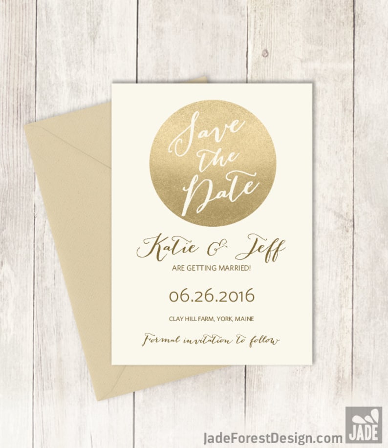 Gold Sparkle Save The Date Metallic Gold and Navy Champagne Gold \u25b7 Printed Wedding Invitations {or} Printable