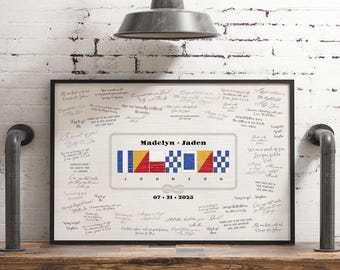 Custom GUEST BOOK Alternative, Nautical Flags Wedding Guestbook Alternative, Nautical Alphabet, Gift for Nautical Themed Wedding {nfg}