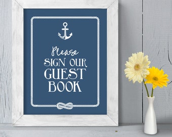 Wedding Guest Book Poster DIY Printable // Nautical Wedding Sign // Anchor & Rope Infinity Knot // Sign Our Guestbook ▷ Instant Download