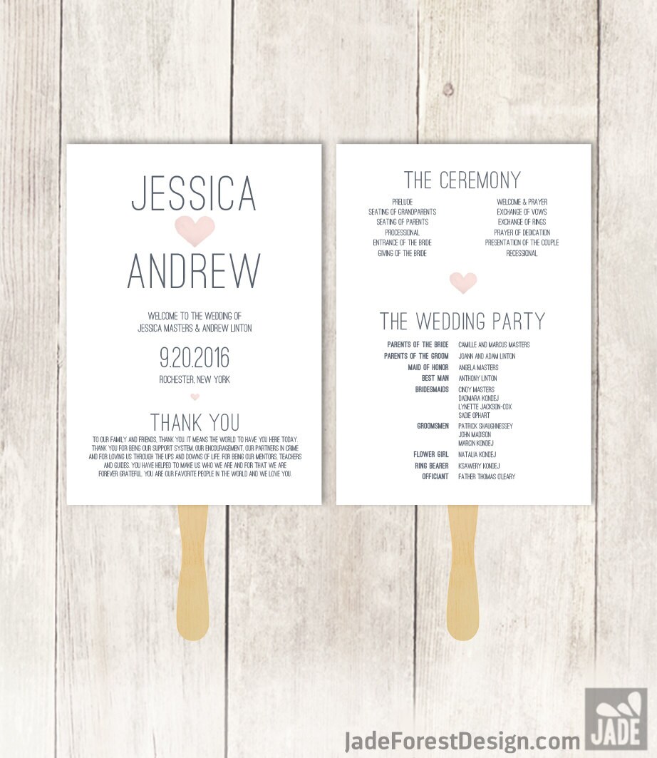 Wedding Program Fan Diy Wedding Fan Gray And Blush