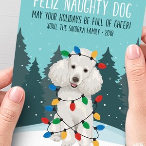 Poodle Christmas Card, Funny Christmas Cards with Custom Dog Portrait, Funny Custom Pet Portrait Holiday Card, Poodle Mom Xmas Card