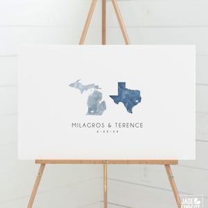 Wedding Guest Book, Map Guest Book, Custom Wedding Sign, Unique Love Map Keepsake, Canvas Guestbook Alternative, Michigan Texas Art