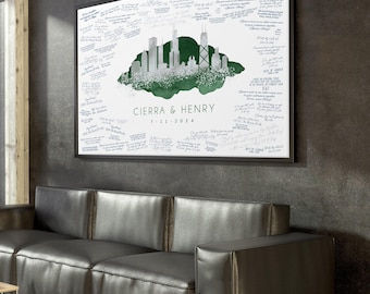 Chicago Skyline Guest Book: Custom Watercolor Wedding Keepsake