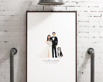 Personalized Wedding Guest Book Alternative | Custom Couple Illustration Sign