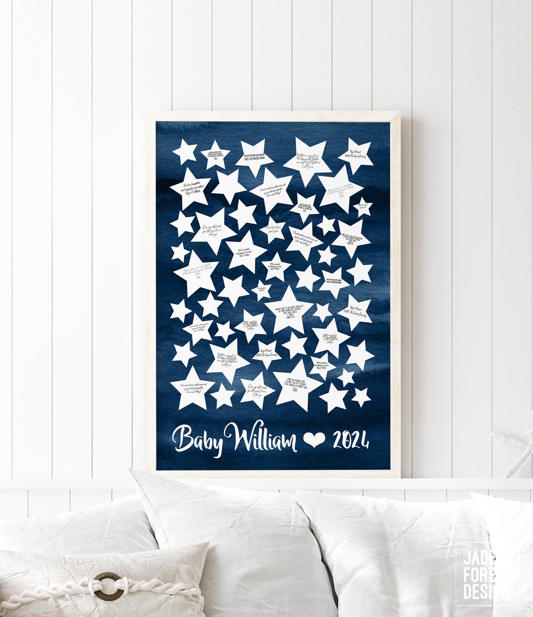 Printable Guest Sign, Baby Shower Ideas, Baptism Gift, Navy Star ...