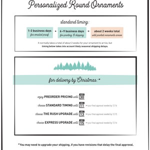 a flyer for a personalized round ornament