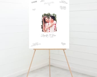 Libro de firmas con tu foto de boda en un marco cuadrado, lienzo personalizado para firmas.