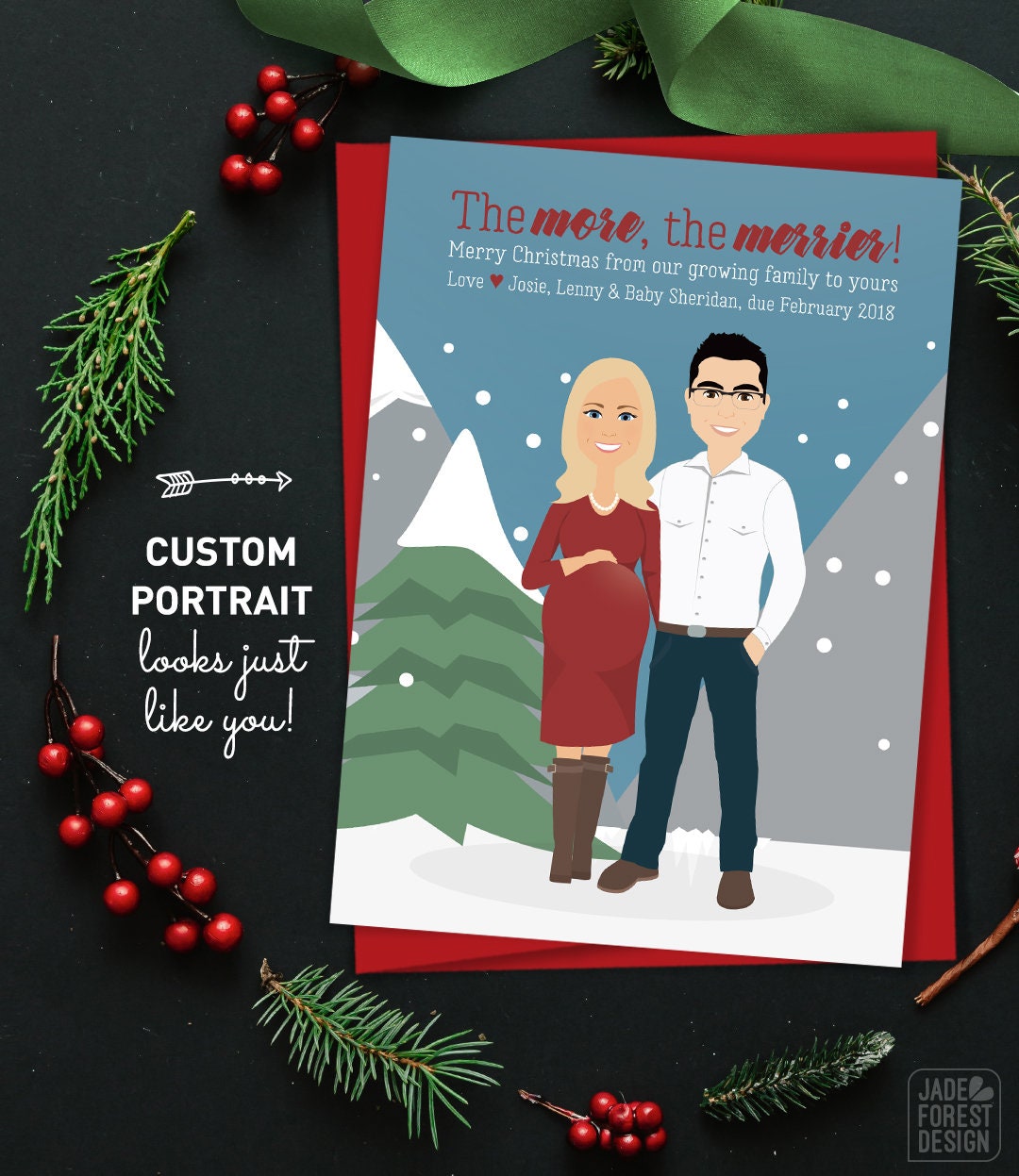christmas pregnancy announcement card custom family christmas pregnancy announcements cards
