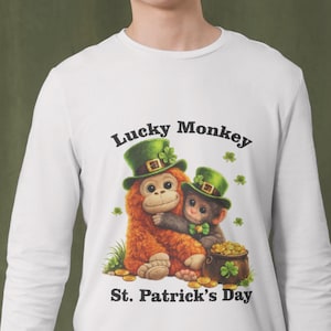 Lucky Monkey. St. Patrick's Day. PNG, St Patrick DTF, Sublimation, Instant Download.