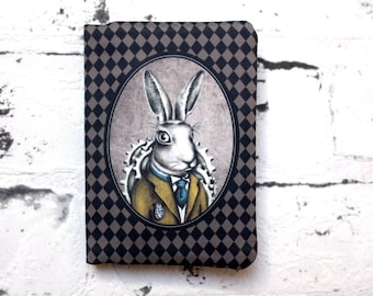 Porte-cartes original, étui CB artisanal "Tempo", hommage à Dali. Lapin. Lièvre. Dessin, impression textile et couture by Andi Lee, France