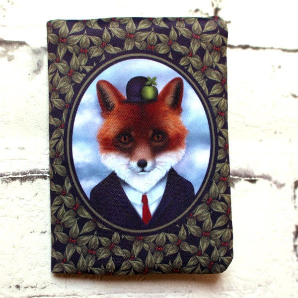 Porte-cartes, étui cartes bancaires, étui CB "Fox Magritte". Renard. Illustration, impression textile et couture by Andi Lee.