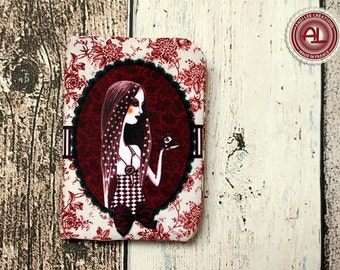 Porte-cartes original "La princesse célibataire". Illustration, graphisme, impression textile et couture by Andi Lee. Made in France