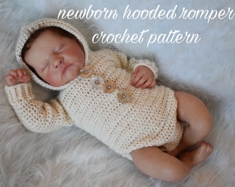 Newborn Hooded Romper Crochet Pattern Photography Prop
