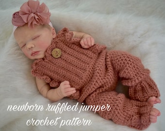 Crochet Pattern Newborn Girl Ruffled Jumper Photography Prop Instant Download