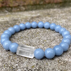 Angelite et Quartz Natural Gemstone Healing Bracelet 8mm - Guide