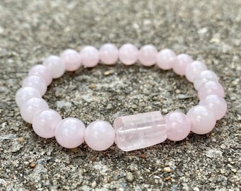 Rose Quartz Natural Gemstone Healing Stretch Bracelet 8mm - Universal Love