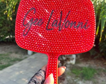 Personalized Bling Makeup Mirror | Custom Rhinestone Crystal Beauty Salon Decor