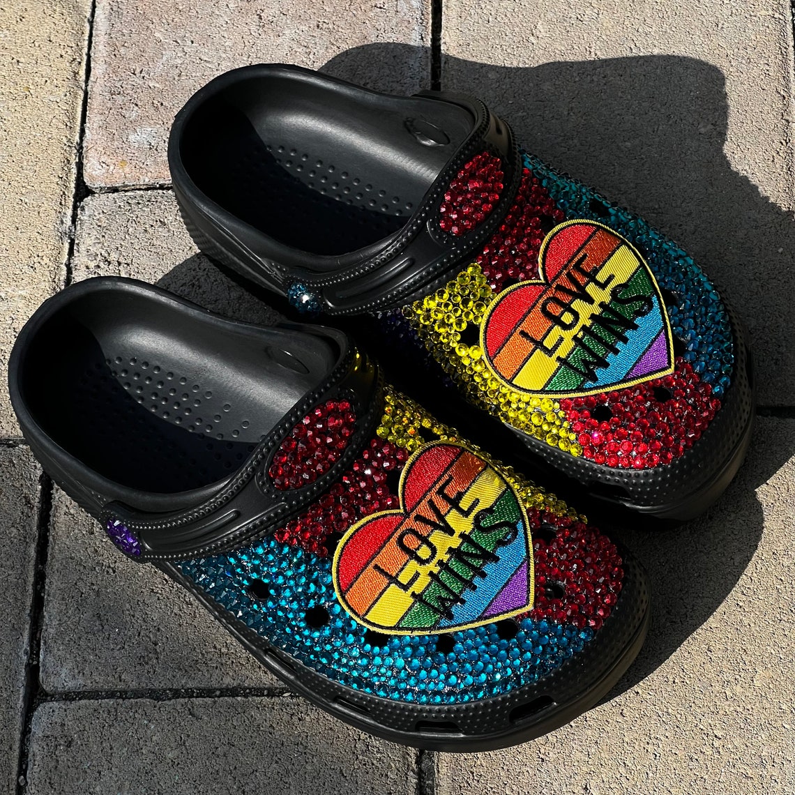 Ready to Ship, Blinged Out, croc Inspired, Rainbow, Size 7, Size 8 ...