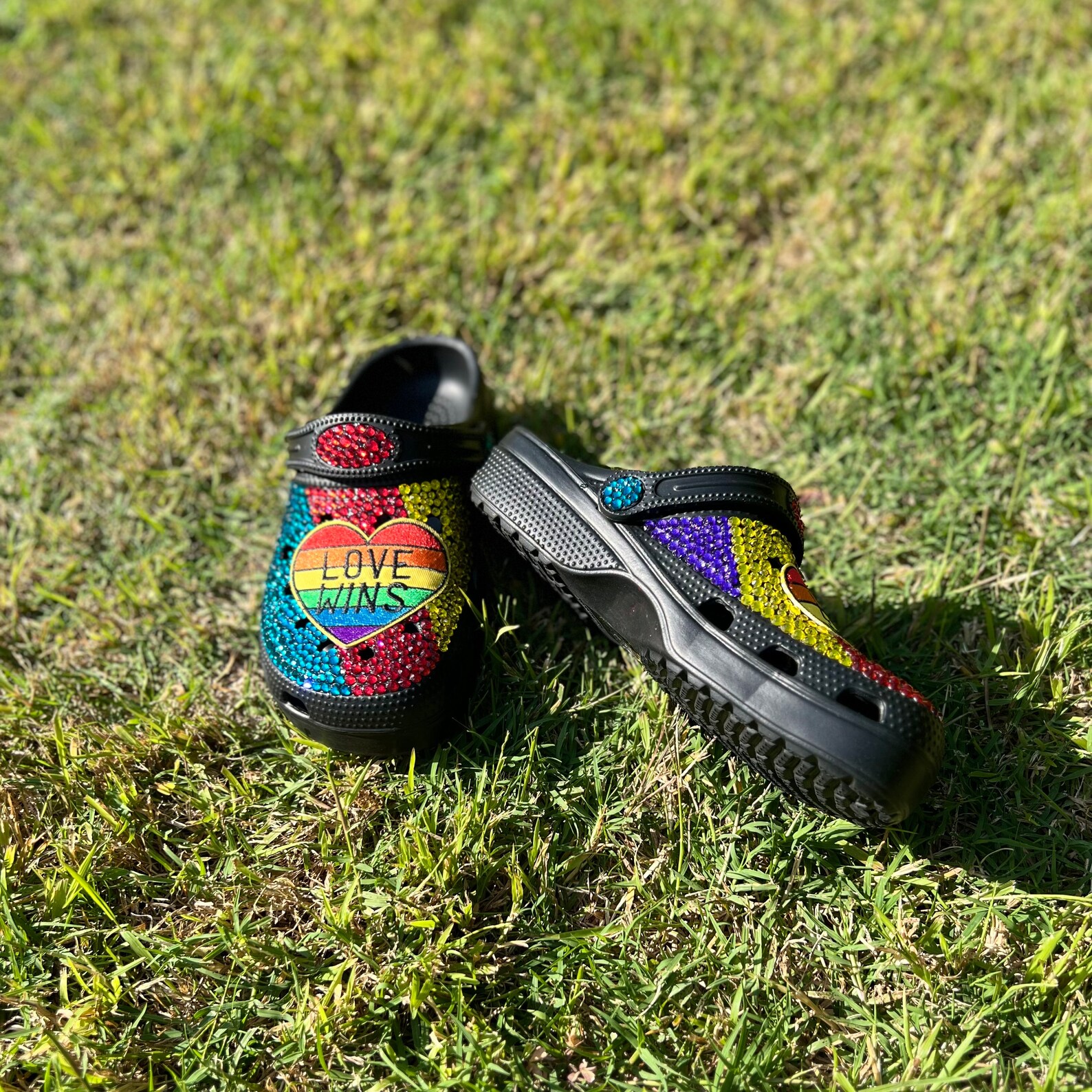 Ready to Ship, Blinged Out, croc Inspired, Rainbow, Size 7, Size 8 ...