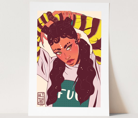 Waifu Art Print Black Woman African American Anime Girl Black Etsy Waifu Art Print Black Woman African American Anime Girl Black Etsy