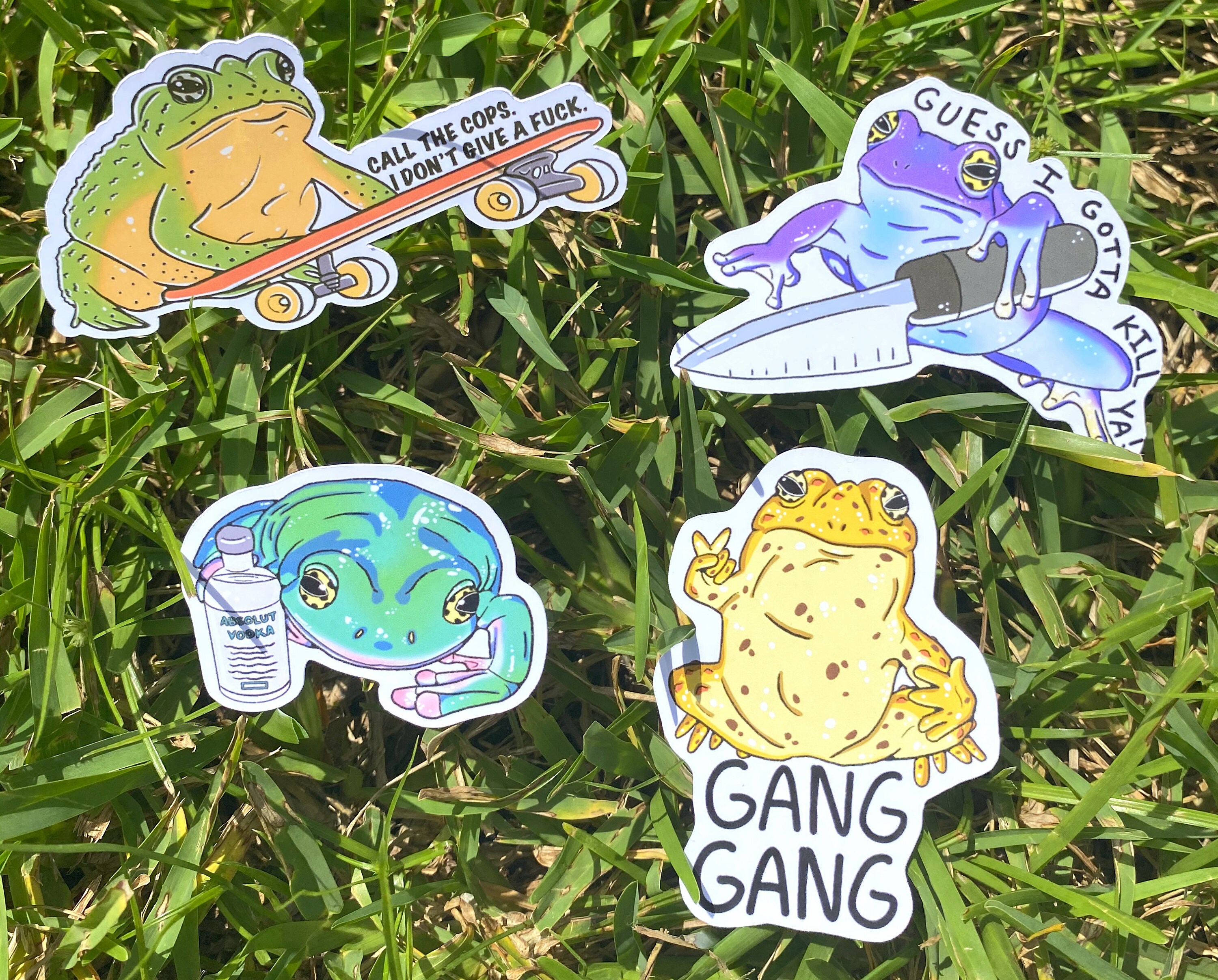 Funny Glossy Toads & Frogs Sticker Set Frog Sticker Funny Sticker Ska…